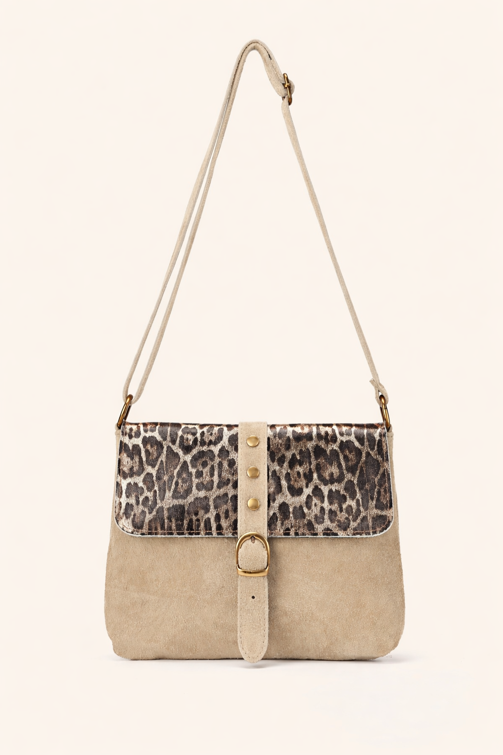 Sac en cuir beige léopard